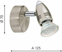 Faretto Led da Interno GU10 3W Acciaio Opaco Cromo Orientabile Ø 70 Magmum EGLO