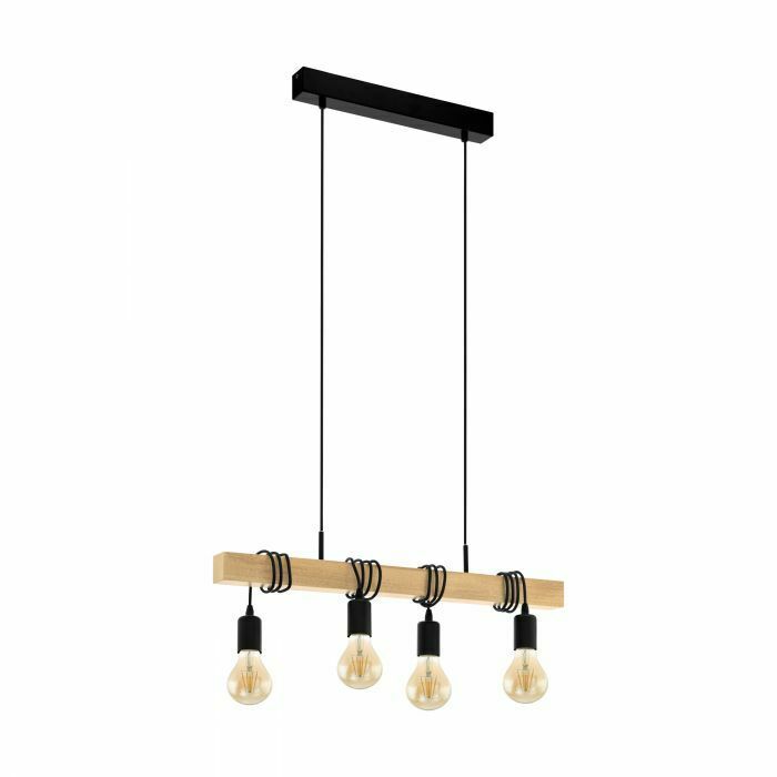 Lampada a Sospensione Vintage Legno Lampadine Lampadario Interno Townshend EGLO