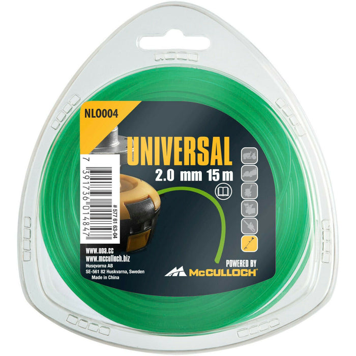 Filo Decespugliatore Nylon Universale McCulloch 2 - 2,4 - 3 mm Spessore e Lunghezza: 2 mm x 15 m