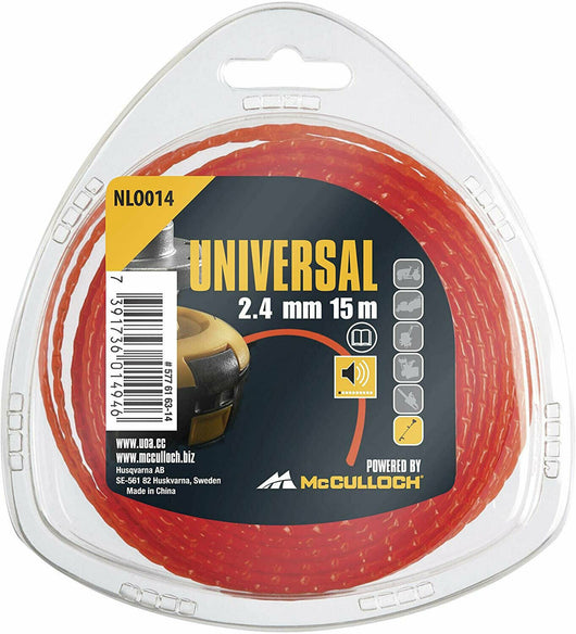 Filo Decespugliatore Nylon Silenzioso Universale McCulloch Tagliabordi Spessore Filo: 2.4 mm x 15 m