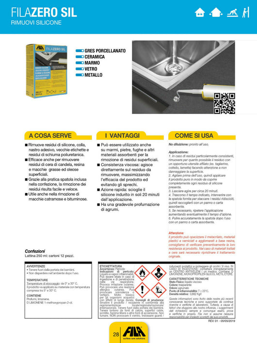 ZeroSil Fila Rimuovi Silicone Colla Resina su Marmo Pietra Ceramica