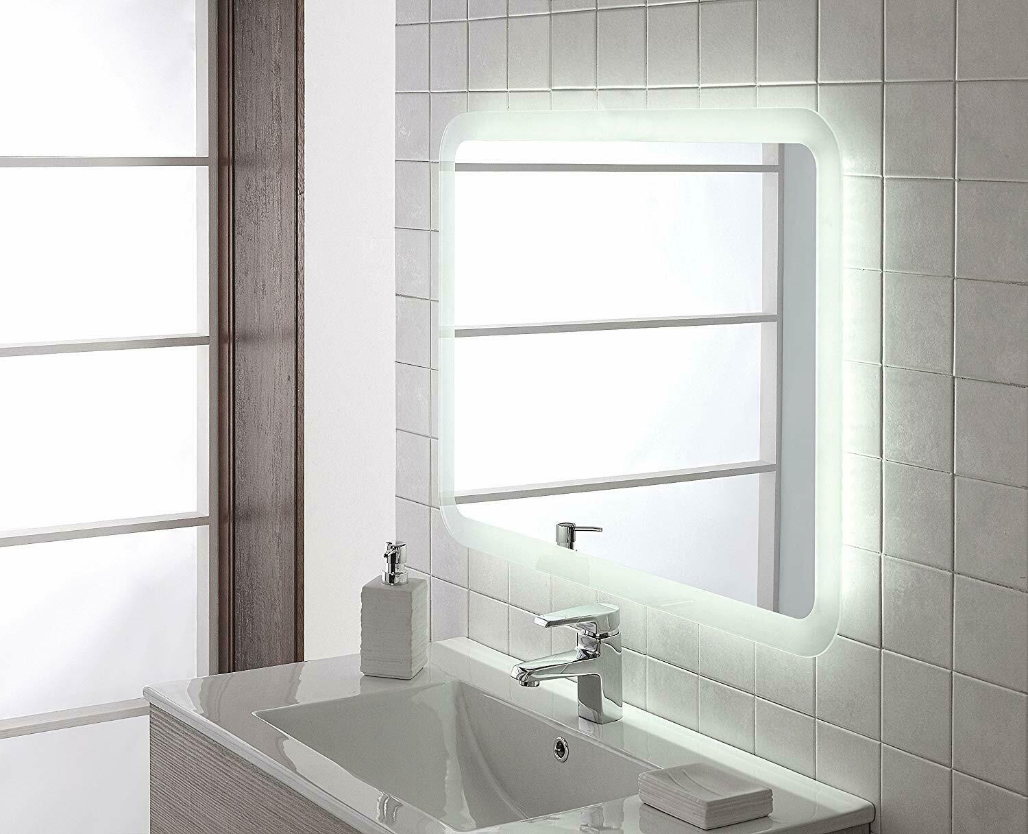 Specchio Bagno Led Retroilluminato Reversibile Satinato 60x80 18W Feridras