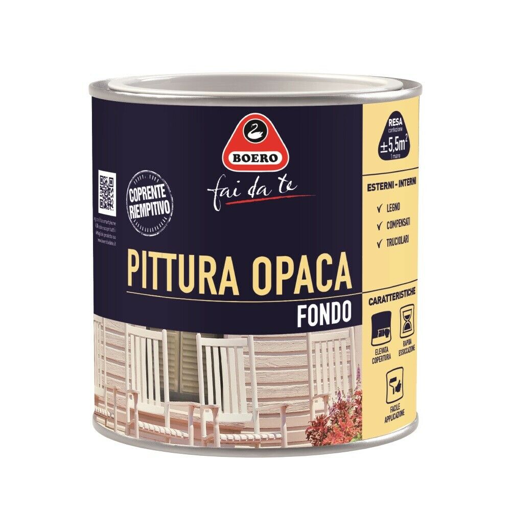 Pittura Opaca di Fondo Legno Riempitiva Sottosmalto Interni Bianco 775 Boero Formato: 0,5 L