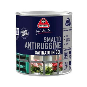 Smalto Pittura Antiruggine Satinato in Gel NON Cola Interno Esterno 972 Boero Formato: 0,5 L, Colori: Marrone