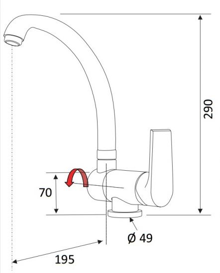 Miscelatore Monocomando per Lavello Bocca Alta - Canna pieghevole linea Artic - Mariani