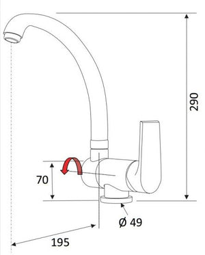 Miscelatore Monocomando per Lavello Bocca Alta - Canna pieghevole linea Artic - Mariani