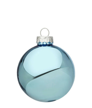 Palle di Natale in Vetro Azzurre Lucido Moderne per Albero Addobbi Natalizi Diametro: 60 mm