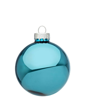 Palle di Natale in Vetro Azzurre Blu Lucido Moderne per Albero Addobbi Natalizi Diametro: 60 mm