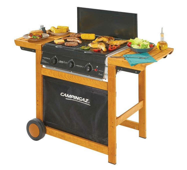 Barbecue a Gas e Metano Ghisa Piastra Legno Campingaz Adelaide 3 Woody DualGas