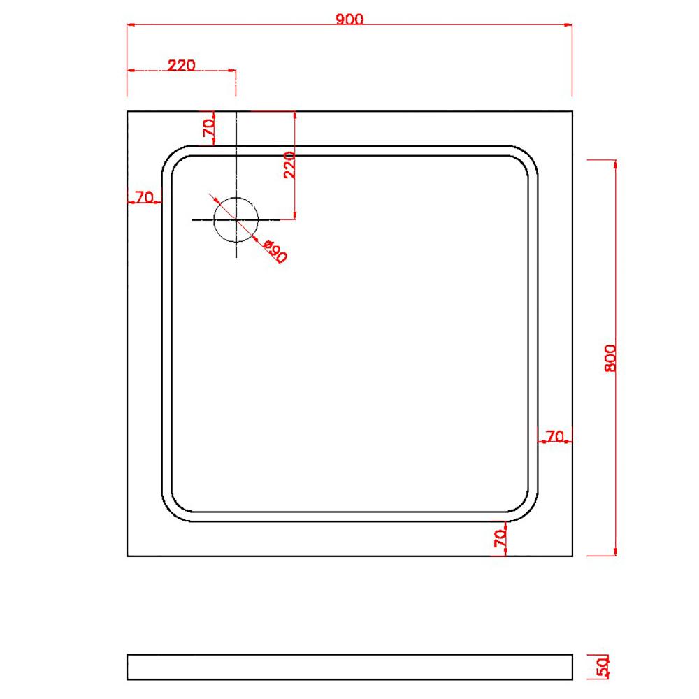 Piatto Doccia 90x90 cm in ABS Rinforzato Easy Bianco