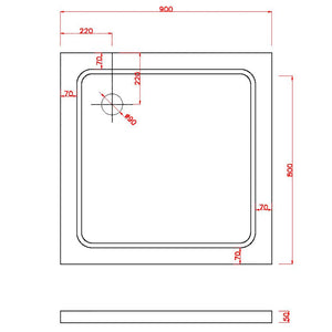 Piatto Doccia 90x90 cm in ABS Rinforzato Easy Bianco