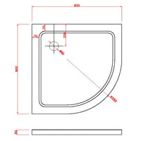 Piatto Doccia Semicircolare 90x90 cm in ABS Rinforzato Easy Bianco