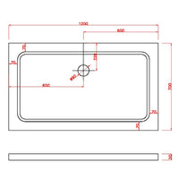 Piatto Doccia 70x120 cm in ABS Rinforzato Easy Bianco