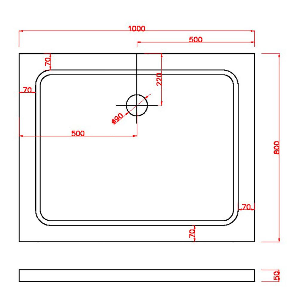 Piatto Doccia 80x100 cm in ABS Rinforzato Easy Bianco