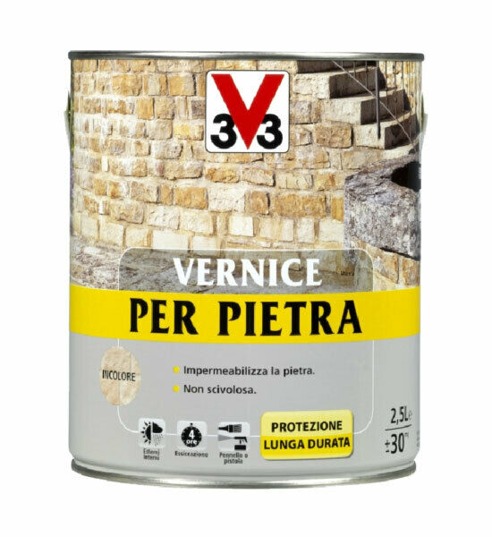 V33 Vernice per Pietra Muri Pavimento Pittura Incolore Impermeabilizzante Formato: Lt 2,5