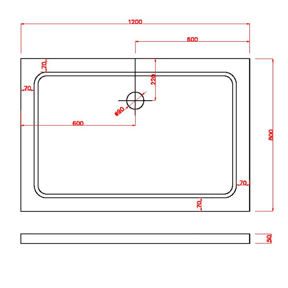 Piatto Doccia 80x120 cm in ABS Rinforzato Easy Bianco