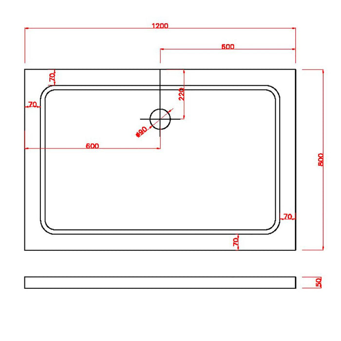 Piatto Doccia 80x120 cm in ABS Rinforzato Easy Bianco