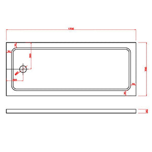 Piatto Doccia 70x170 cm in ABS Rinforzato Easy Bianco