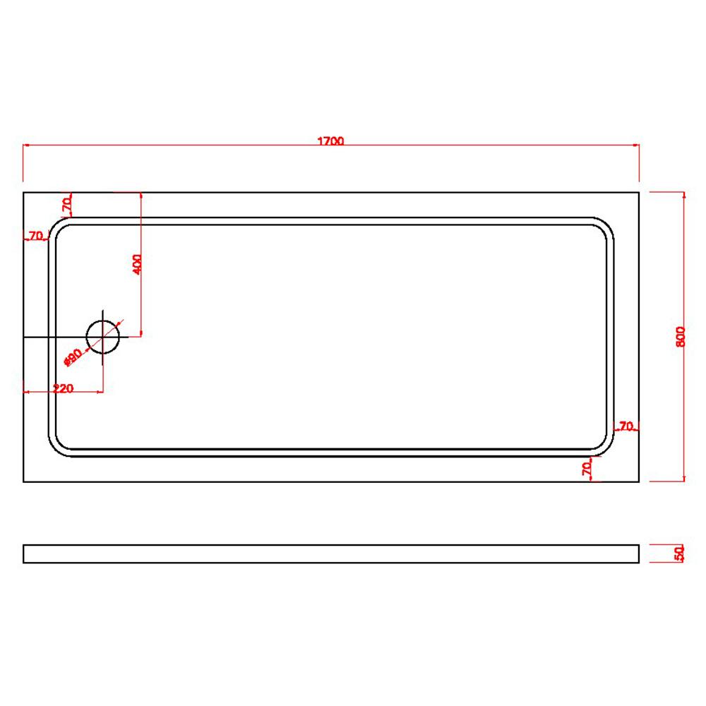 Piatto Doccia 80x170 cm in ABS Rinforzato Easy Bianco