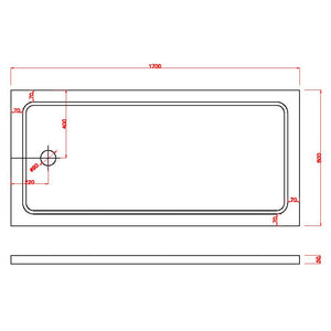 Piatto Doccia 80x170 cm in ABS Rinforzato Easy Bianco