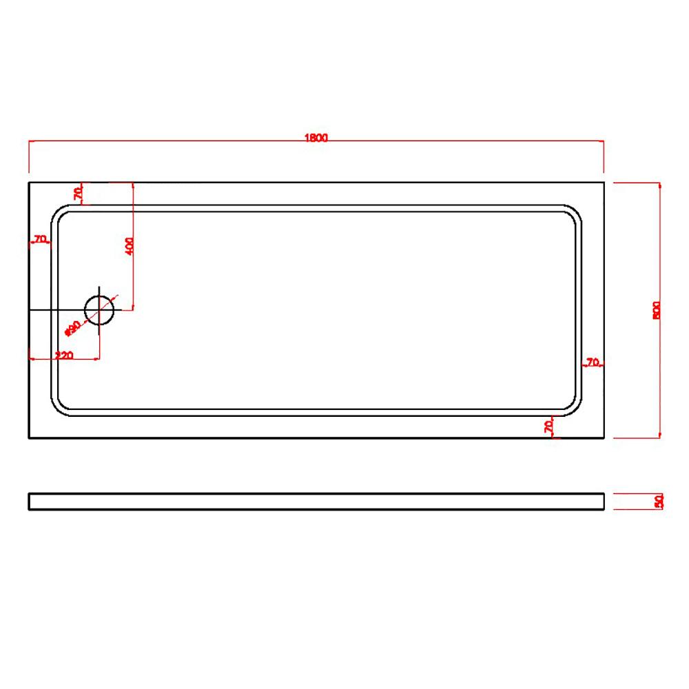 Piatto Doccia 80x180 cm in ABS Rinforzato Easy Bianco