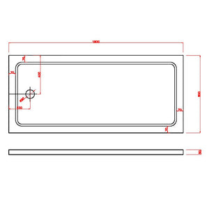 Piatto Doccia 80x180 cm in ABS Rinforzato Easy Bianco