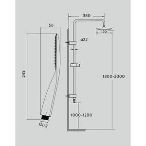 Colonna Doccia a Ponte Soffione 19x25cm Doccetta Acciao Cromato