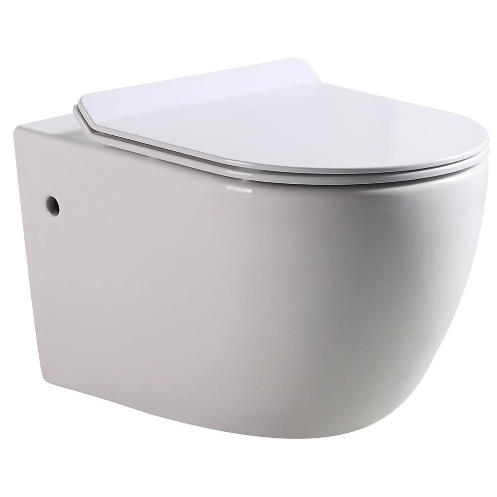 Coppia di Sanitari WC e Bidet Sospesi Filo Muro in Ceramica 36,5x56x37cm Bianco