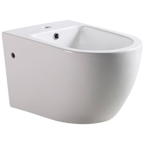 Coppia di Sanitari WC e Bidet Sospesi Filo Muro in Ceramica 36,5x56x37cm Bianco