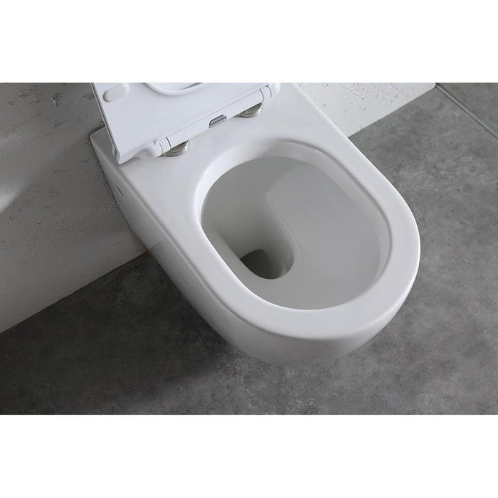 Coppia di Sanitari WC e Bidet Sospesi Filo Muro in Ceramica 36,5x56x37cm Bianco