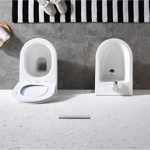 Coppia di Sanitari WC e Bidet Sospesi Filo Muro in Ceramica 36,5x56x37cm Bianco