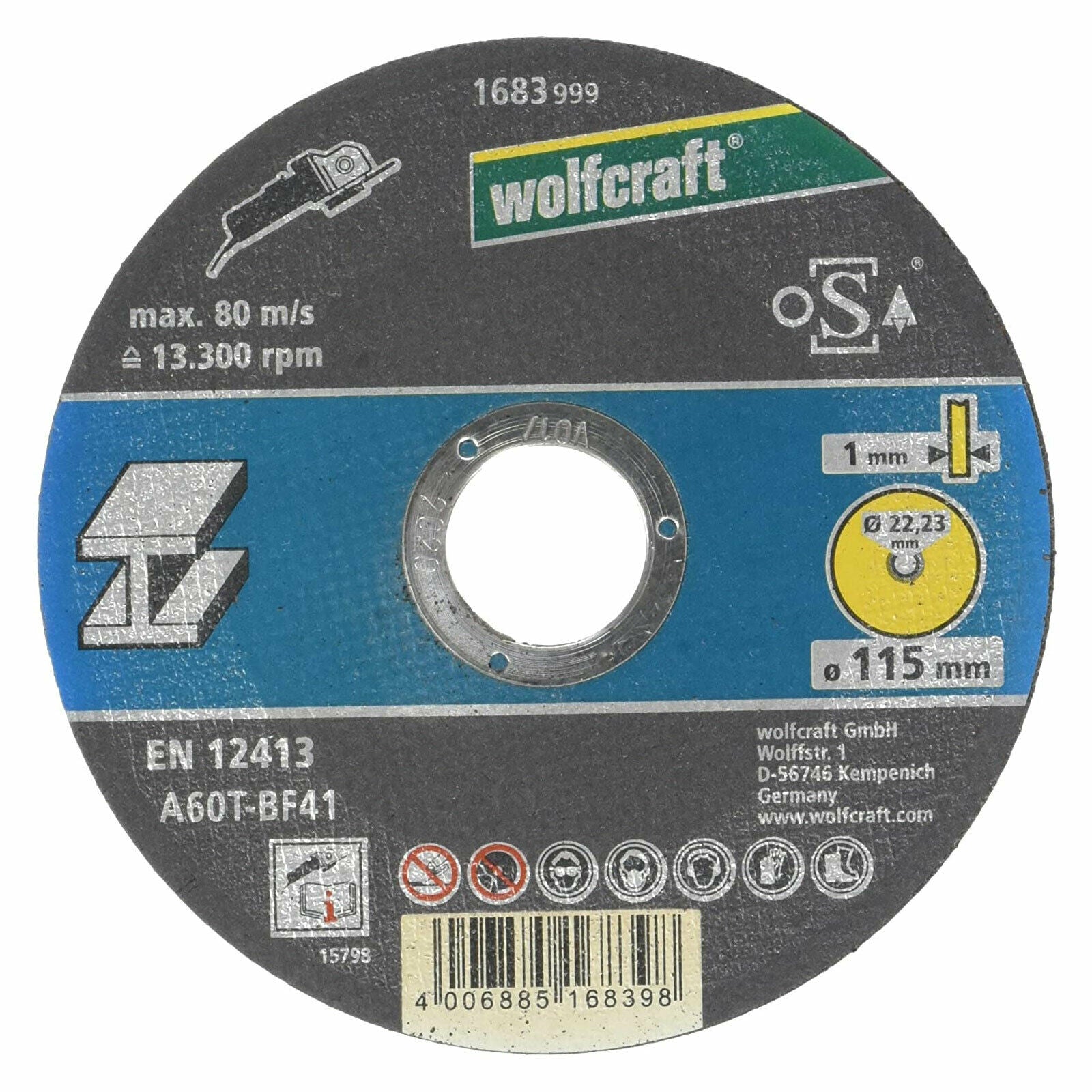 Disco da Taglio Fine Sottile 1 mm per Metallo Smerigliatrice 1683999 Wolfcraft