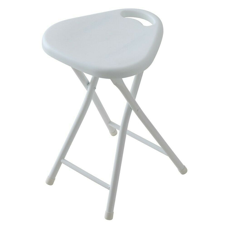 Sgabello Pieghevole in Abs e Metallo Acciaio Salvaspazio Feridras Rotondo H 46cm Colori: Bianco