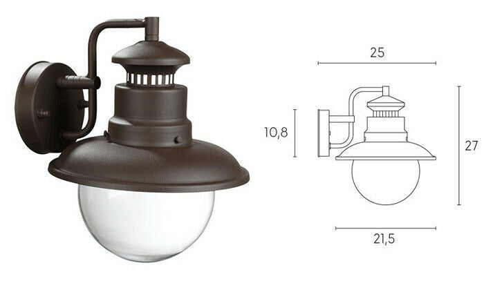 Lampada Parete Applique Esterno Discendente E27 Illuminazione IP44 Calipso Sovil