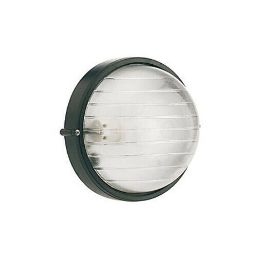 Plafoniera Tonda Muro da Esterno Lampada Parete Gabbia Illuminazione Luce Sovil Colore: Nera, Dimensione: Grande - H 24 cm