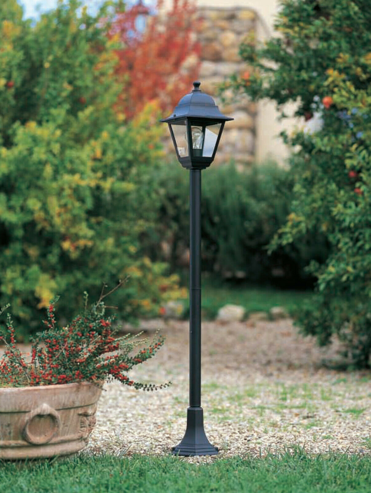 Lampione Palo Paletto Illuminazione Esterno Giardino Alluminio H 121cm Old Sovil Colore: Nero