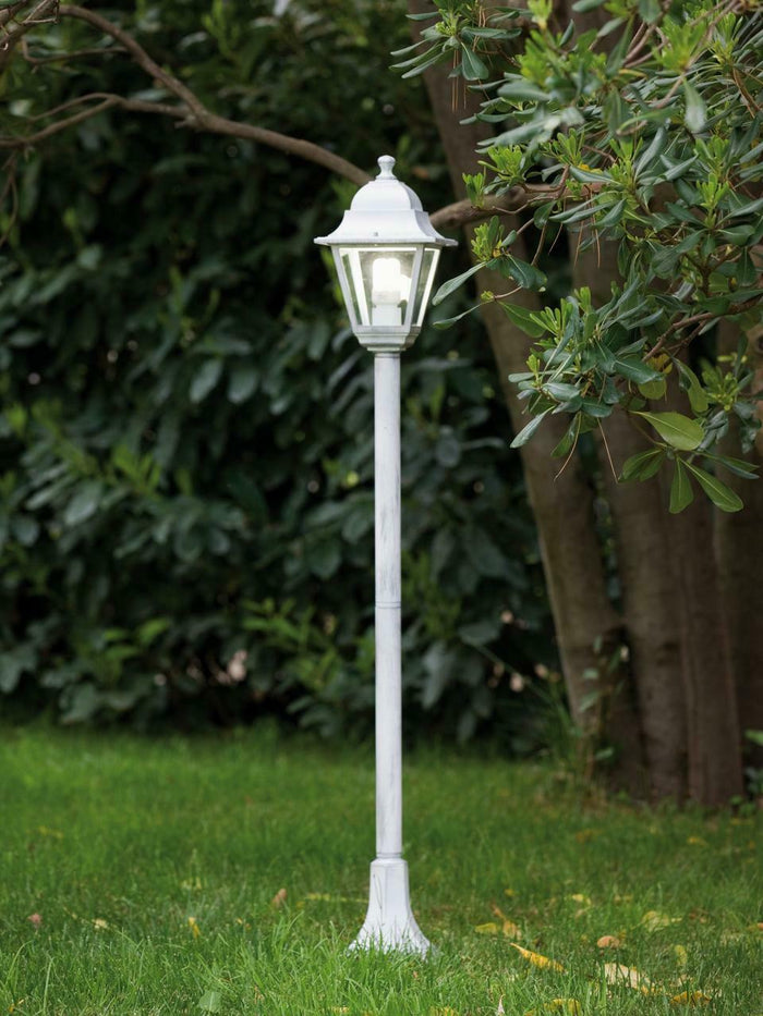 Lampione Palo Paletto Illuminazione Esterno Giardino Alluminio H 121cm Old Sovil Colore: Bianco Argento