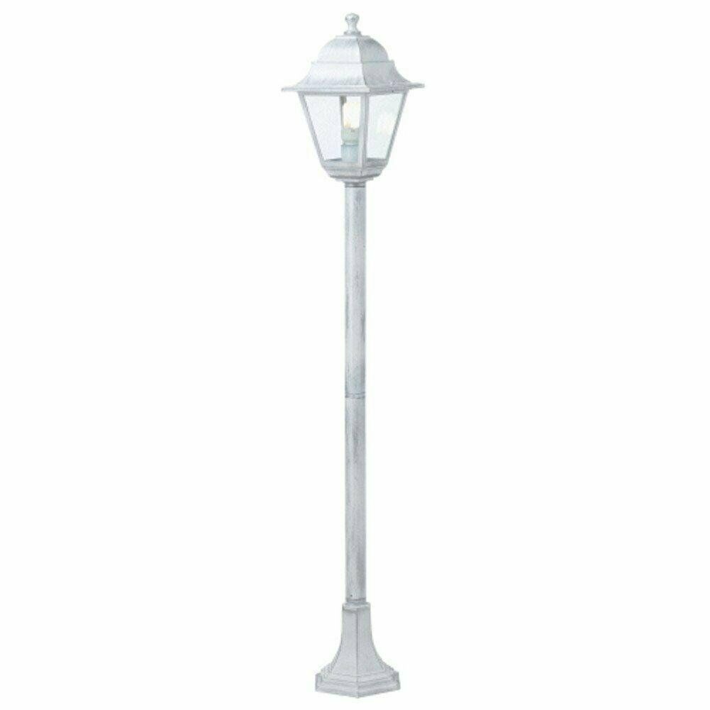 Lampione Palo Paletto Illuminazione Esterno Giardino Alluminio H 121cm Old Sovil Colore: Bianco Argento