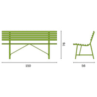 Panca da Giardino in Ferro 3 Posti 150x56x76cm Vorghini Gallipoli Verde Oliva