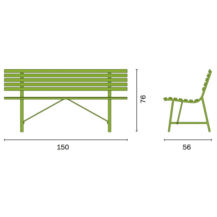 Panca da Giardino in Ferro 3 Posti 150x56x76cm Vorghini Gallipoli Verde Oliva