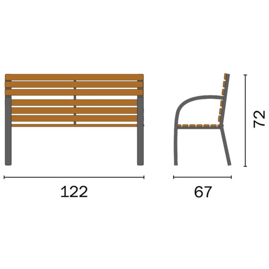 Panca da Giardino in Legno e Metallo 122x67x72cm Vorghini Piccadilly