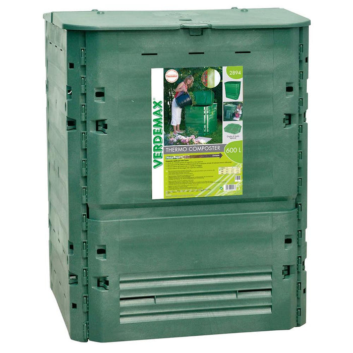 Compostiera da Giardino 600L 80x80xH104cm Rama Thermo-King Verde