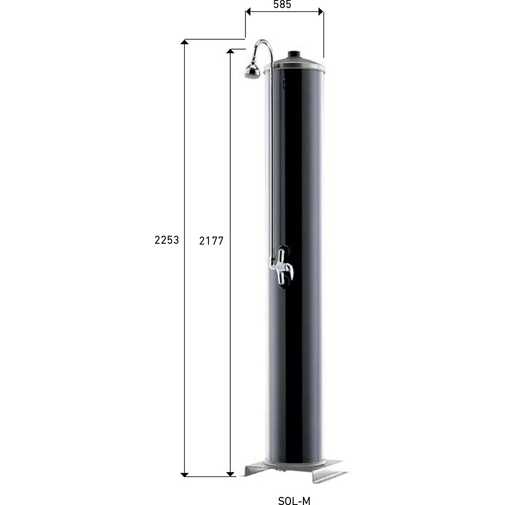 Doccia Solare da Giardino 120L con Miscelatore ATI Docce M Grigio Antracite