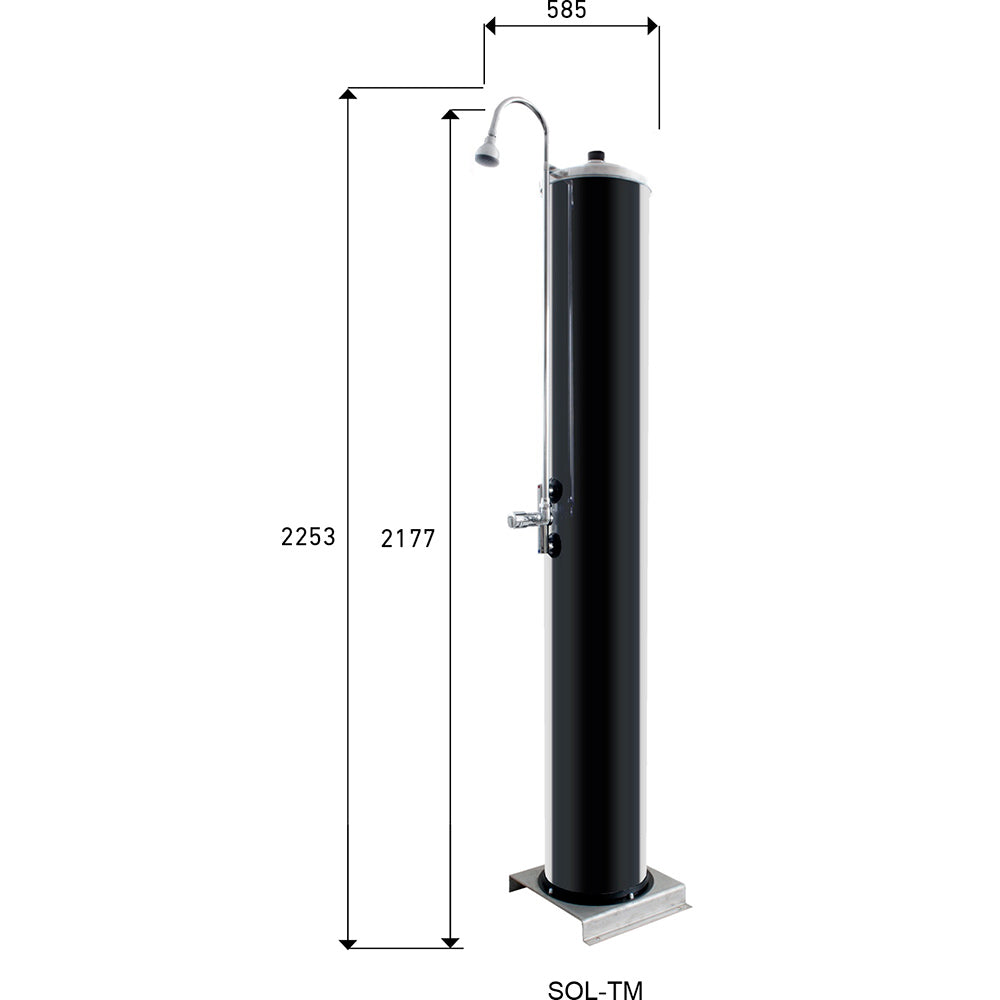 Doccia Solare da Giardino 120L Miscelatore Temporizzato ATI Docce TM Grigio Antracite