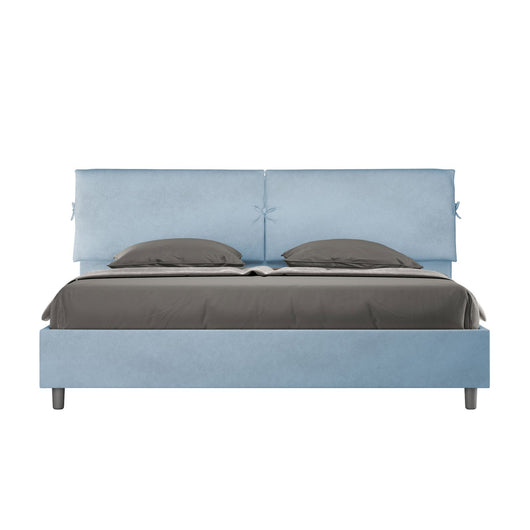 Letto Matrimoniale King size rivestito in Microfibra - MADOS Colore: Azzurro, Tipologia Letto: Con Rete, Dimensione Rete: 200x200