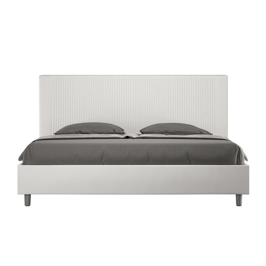 Letto Matrimoniale King size rivestito in Similpelle - GOYA Dimensione Rete: 200x200, Tipologia Letto: Con Rete, Colore: Bianco