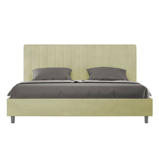 Letto Matrimoniale King size rivestito in Microfibra - AGUEDA Tipologia Letto: Senza Rete, Colore: Tè verde, Dimensione Rete: 180x200