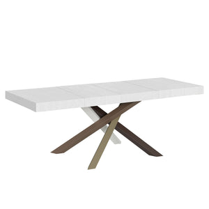 Tavolo da pranzo Allungabile - VOLANTIS PREMIUM Colore: Bianco Frassino, Dimensioni: 90x200/460