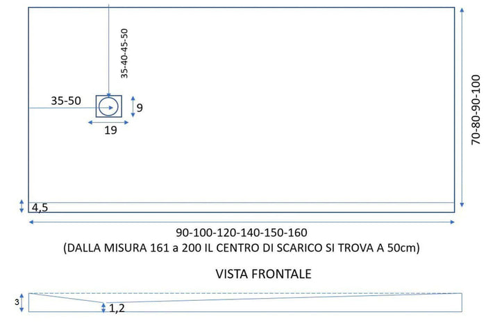 Piatto Doccia in Pietra Bonussi Everest Antracite 70x80 cm