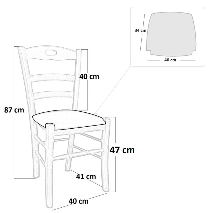 Sedia legno loris noce scuro con seduta imbottita similpelle beige